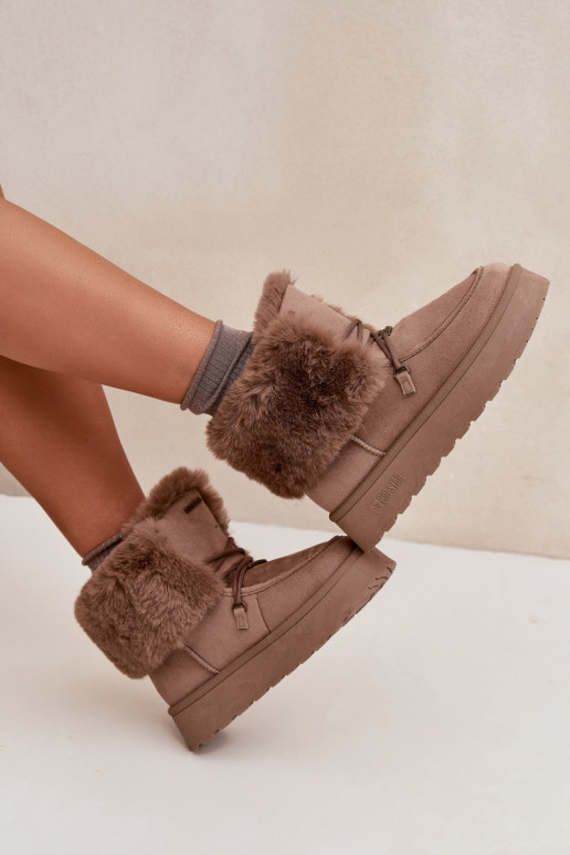 SneeuIn laarzen Dames met platform met bont I INiązaniem Big Star SS274114 beige