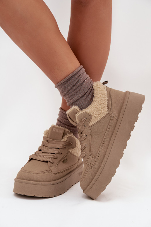 Sneakers model schoenen Dames met platform met bont Typu Baranek Big Star SS274105 beige Sneakers model schoenen Dames met platform met bont Typu Baranek Big Star SS274105 beige
