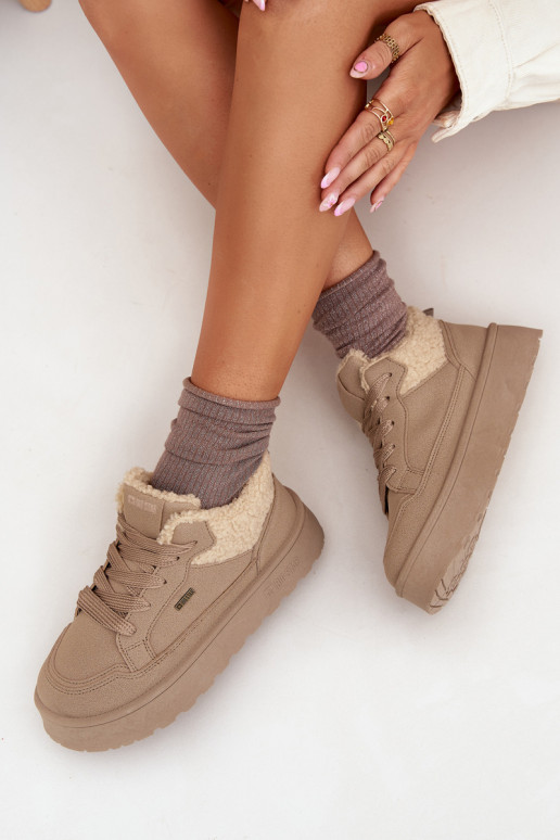 Sneakers model schoenen Dames met platform met bont Typu Baranek Big Star SS274105 beige Sneakers model schoenen Dames met platform met bont Typu Baranek Big Star SS274105 beige