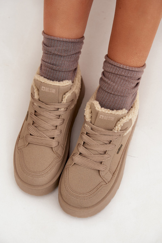 Sneakers model schoenen Dames met platform met bont Typu Baranek Big Star SS274105 beige Sneakers model schoenen Dames met platform met bont Typu Baranek Big Star SS274105 beige