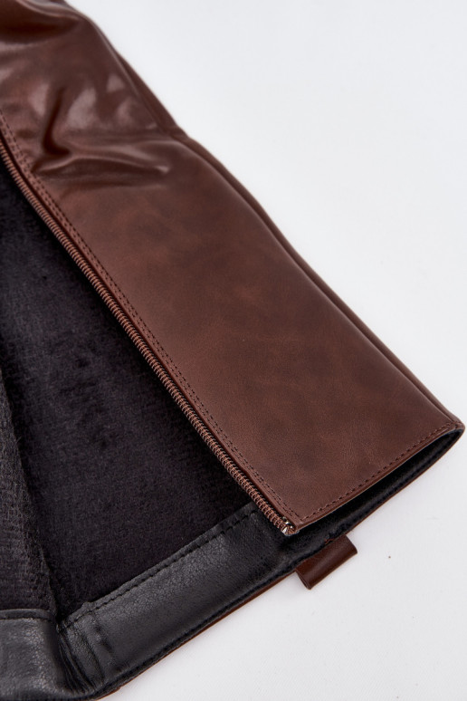 Dames laarzen op een lage hak, gevoerd, in bruin Averna