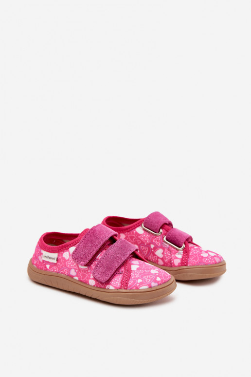 Slippers Barefoot Kinderen met hartjes Milami roze Saphira