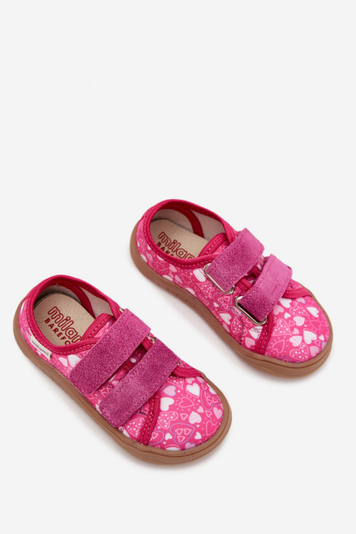 Slippers Barefoot Kinderen met hartjes Milami roze Saphira