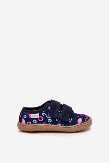 Donkerblauwe "Barefoot" slippers voor kinderen met flamingo's Milami Saphira 2