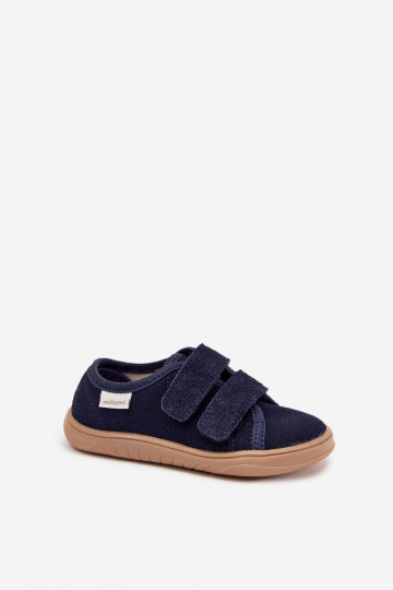Donkerblauwe "Barefoot" slippers voor jongens "Vlot" Milami Saphira
