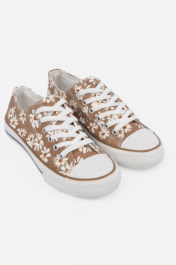 beige Dameslaarzen In bloemen