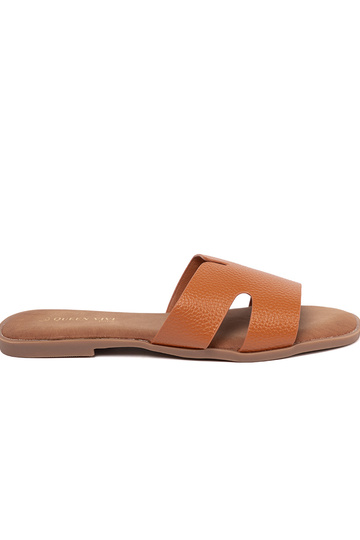 karamel kleuren slippers dames van ecoleer 2