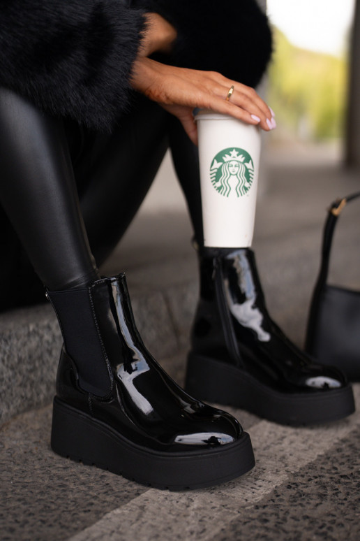 met lakeffect Dameslaarzen met platform I Koturnie opInarmen zInart INloedia