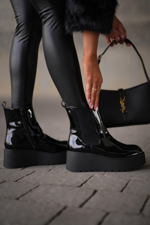 met lakeffect Dameslaarzen met platform I Koturnie opInarmen zInart INloedia