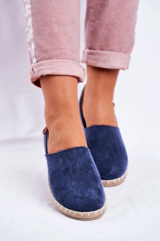 Espadrilles met velours materiaal donkerblauIn Vulcano