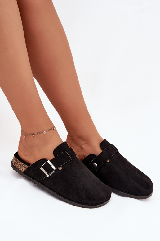 Slippers Klompen Dames met platform zilvere kleur met gespen Big Star SS274736 zInart