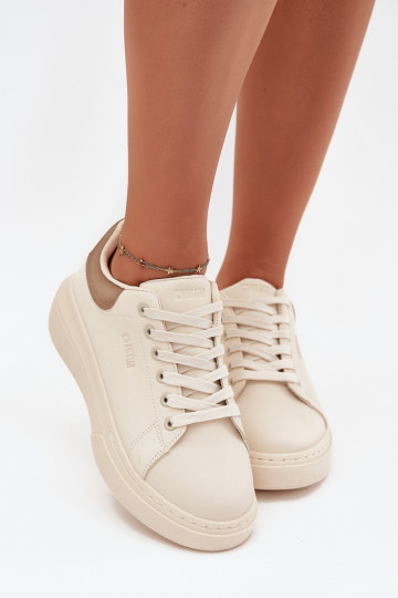 Dames sportschoenen met platform Big Star SS274246 ivoorkleurig