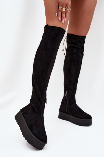 Dames hoge laarzen met platform boven de knie Big Star SS274264 zwart 2