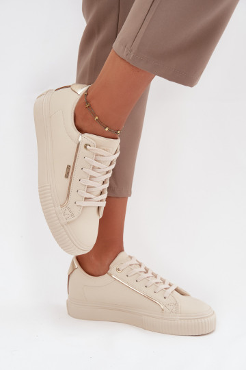Dames Sneakers model schoenen van ecoleer Big Star SS274027 beige-gouden kleur