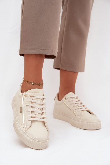 Sand-gouden dames sneakers van kunstleer Big Star SS274027 2