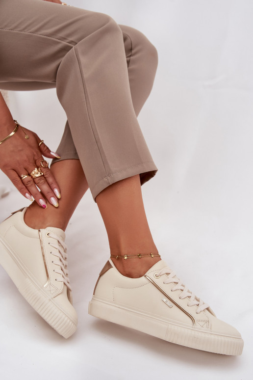 Dames Sneakers model schoenen van ecoleer Big Star SS274027 beige-gouden kleur