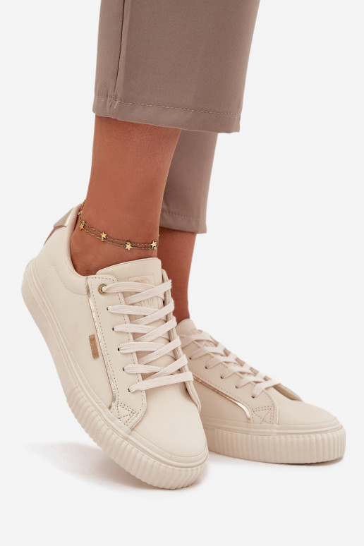 Dames Sneakers model schoenen van ecoleer Big Star SS274027 beige-gouden kleur