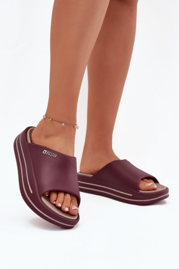 Dames slippers met platform Big Star SS274425 bordeauxkleurig 2