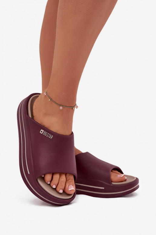 Damespantoffels met platform Big Star SS274425 bordeaux