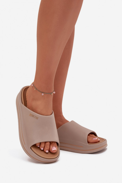 Damespantoffels met platform Big Star SS274424 beige