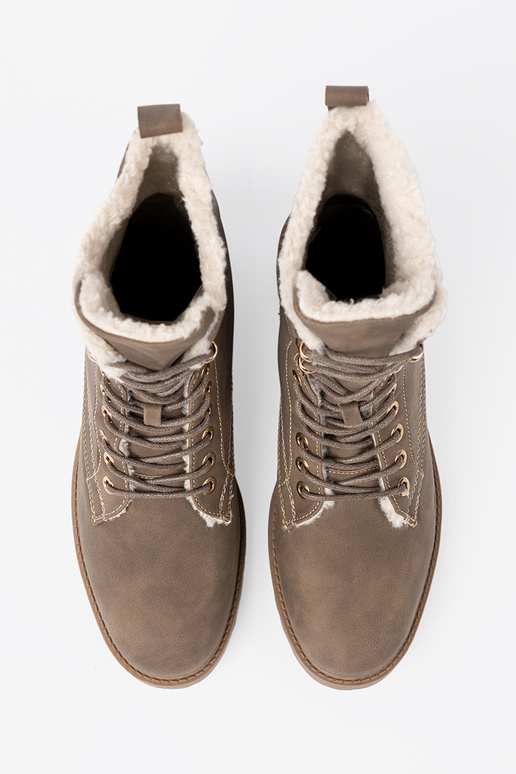 Stijlvol Dameslaarzen donkerbeige z grubą podeszIną