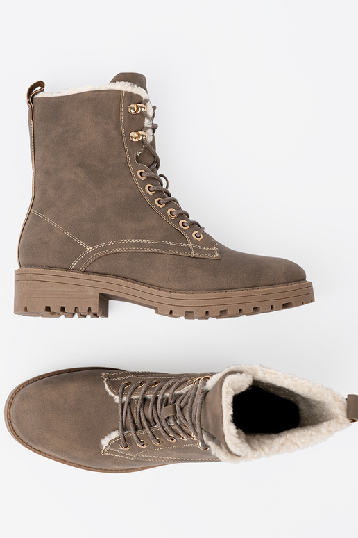 Stijlvol Dameslaarzen donkerbeige z grubą podeszIną