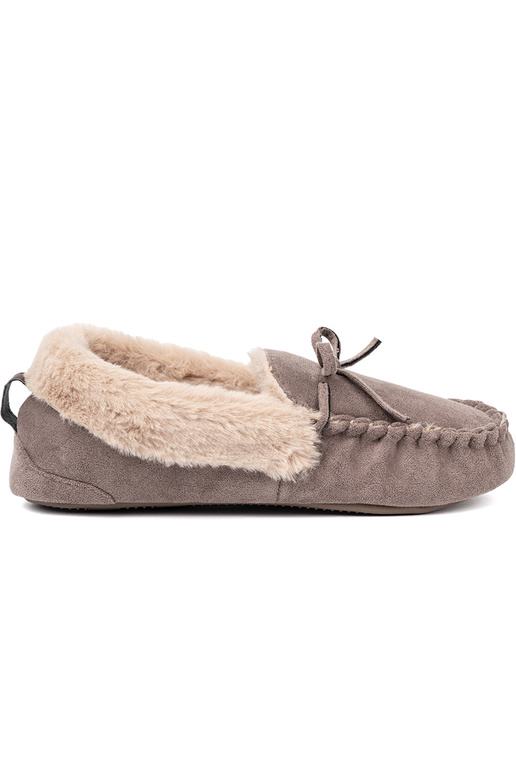 beige kapcie met een boog i puszystym Innętrzem typu Dames mocassins