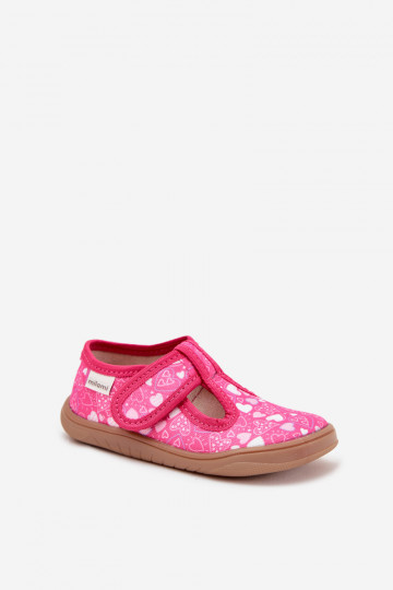 Kinderen barefoot slippers met hartjes en klittenbandsluitingen Milami roze Talirae