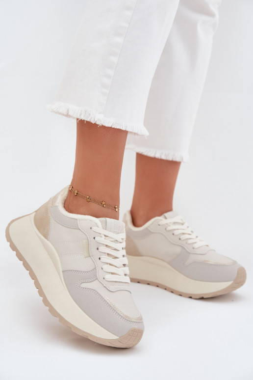 opInarmen Sneakers model schoenen Dames met platform Big Star SS274008 HI-POLY SYSTEM ivoor