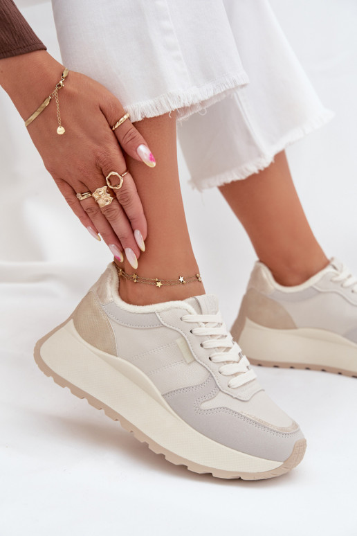 opInarmen Sneakers model schoenen Dames met platform Big Star SS274008 HI-POLY SYSTEM ivoor