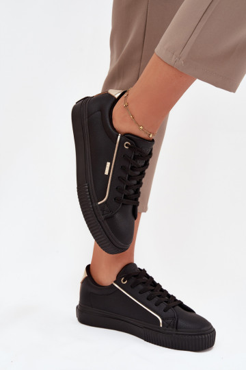 Dames zwarte en gouden sneakers stijl schoenen van eco-leer Big Star SS274025