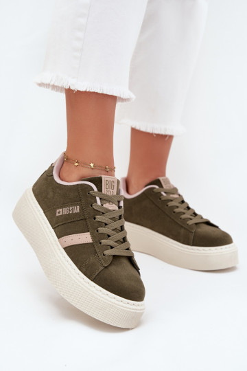 Dames groene sneakers stijl schoenen met platform Big Star SS274349 2