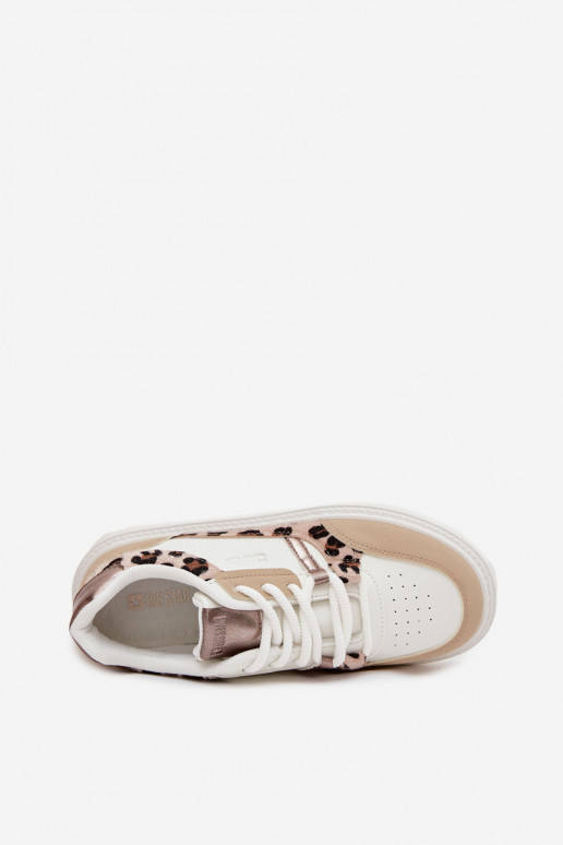 Dames Sneakers model schoenen met platform Big Star SS274357 met luipaardbontpatronen INit-beige