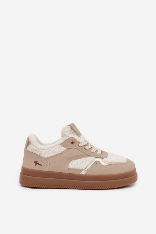 Sneakers model schoenen Dames met platform met bont Typu Baranek beige Frelina Sneakers model schoenen Dames met platform met bont Typu Baranek beige Frelina