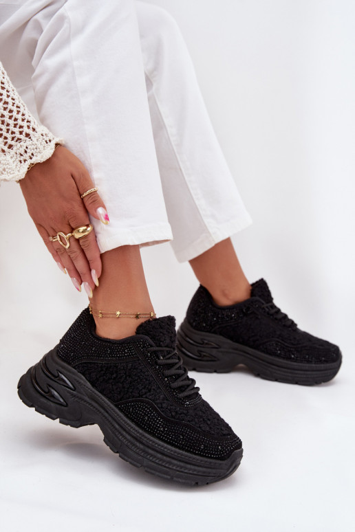 Sneakers model schoenen Dames met sprankelende gaten en bont Typu Baranek zInart Zarika