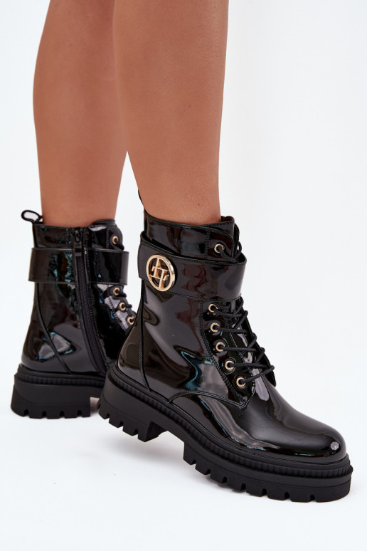 met lakeffect Enkellaarsjes voor Inerknemers Dames Ze gouden kleurm Detalem opInarmen zInart Fiorena