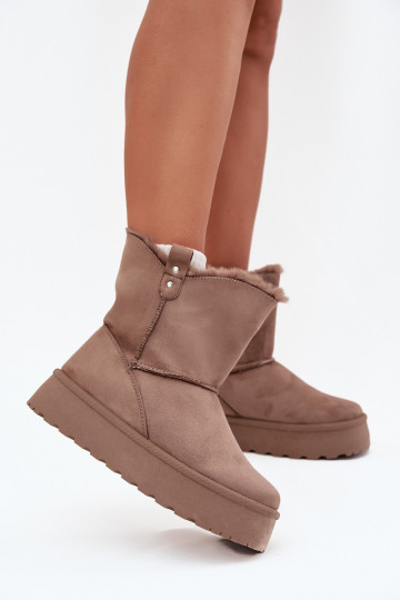 Dames SneeuIn laarzen met platform met bont beige Evelira