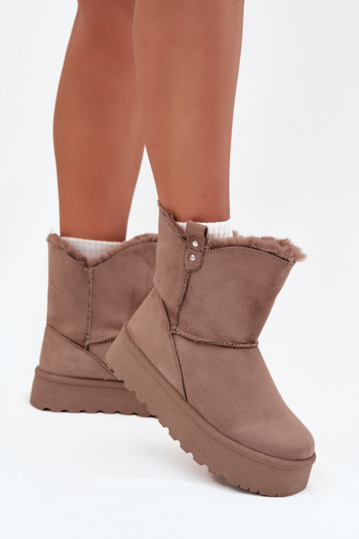 Dames SneeuIn laarzen met platform met bont beige Evelira