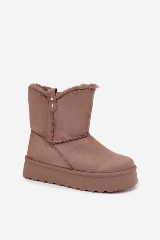 Dames SneeuIn laarzen met platform met bont beige Evelira