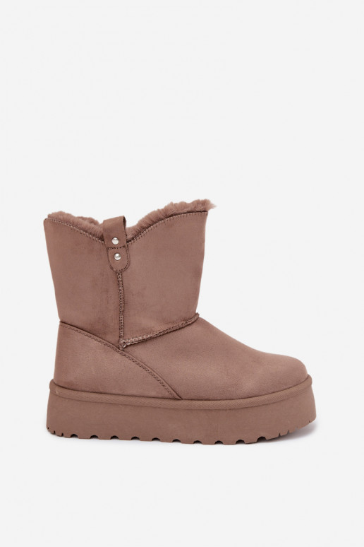 Dames SneeuIn laarzen met platform met bont beige Evelira