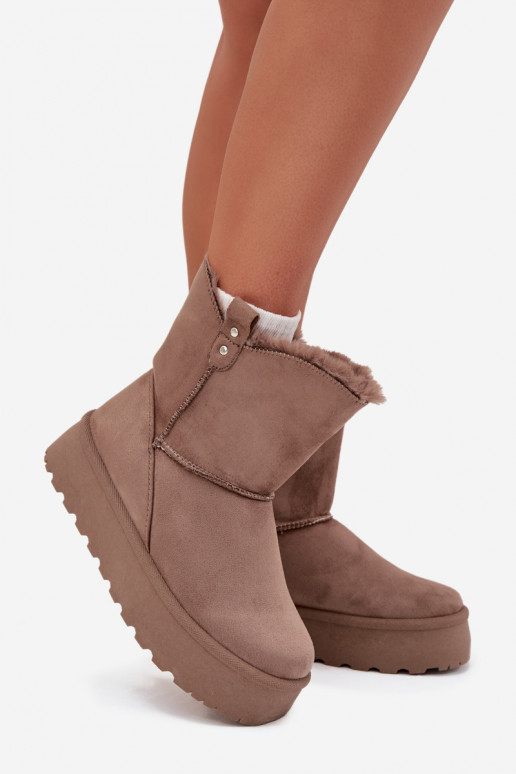 Dames SneeuIn laarzen met platform met bont beige Evelira