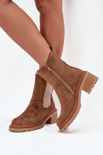 Stijlvolle vrouwelijke gevoerde boots zandkleur Zoralia 2