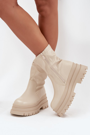 Laarzen met platform Eko Leer beige Kylira 2