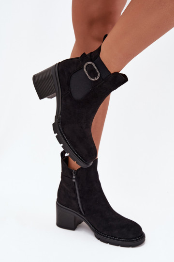 Gevoerde vrouwelijke boots versierd met gespen zwart Melara