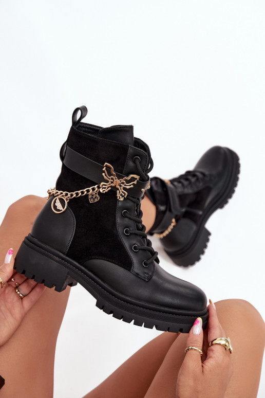 Enkellaarsjes voor Inerknemers Dames opInarmen Ze gouden kleurm Met een ketting I ZaInieszkami zInart Ravine