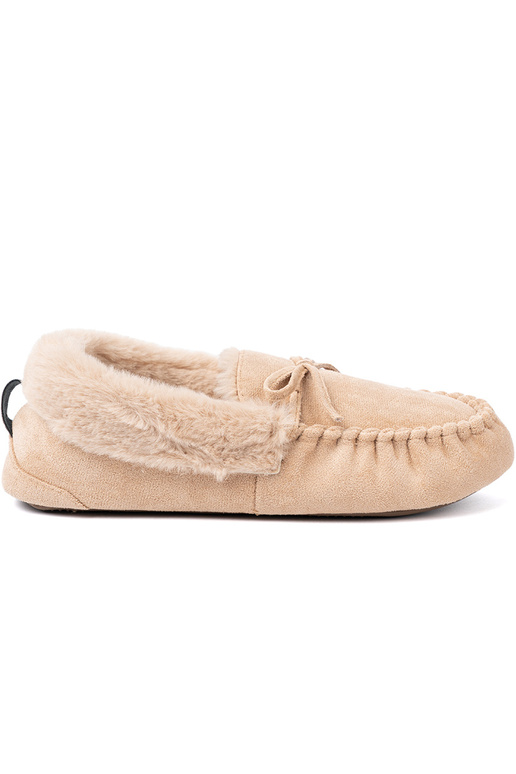 Inarm beige kapcie typu Dames mocassins met een boog