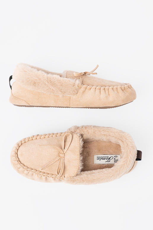 Inarm beige kapcie typu Dames mocassins met een boog
