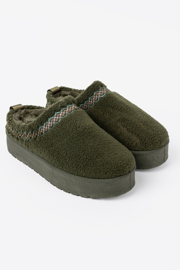 kaki kleuren, miękkie schoenen a'la SnoInboots voor dames bez pięty