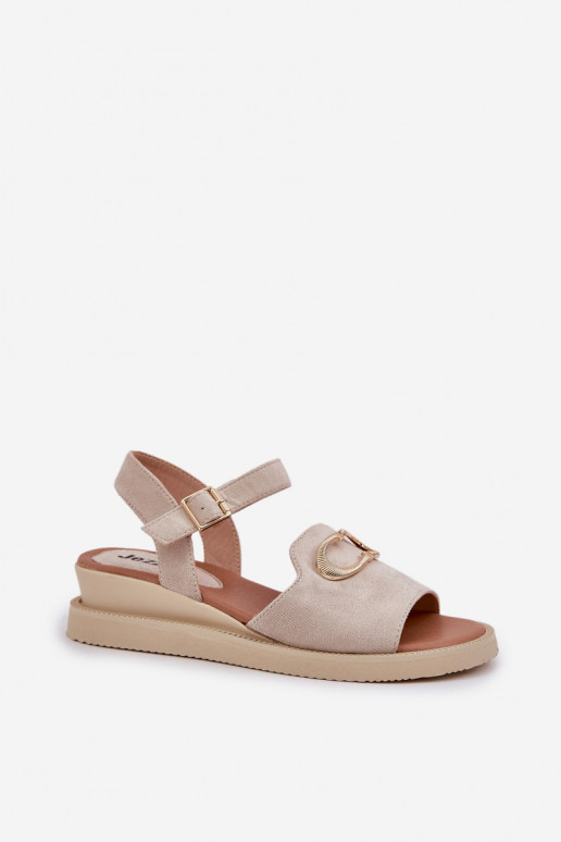 Dames sandalen met platform met ornamenten beige Salianes