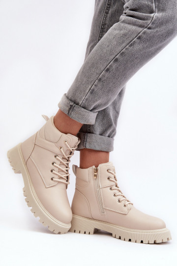 Dames schoenen met ritssluitingen opInarmen beige Gremiva 2
